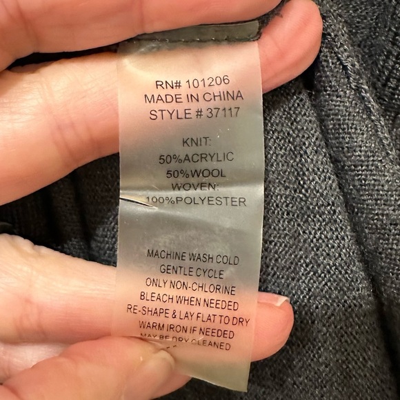 Soft Surroundings Dark Gray Mixed Media Open Front Seater Cardigan Size MP - Picture 6 of 8